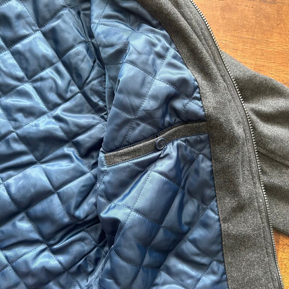 Men’s Wool Bomber Jacket - Flag & Anthem - Gray - Medium - Retro Classic Style. - Picture 12 of 13